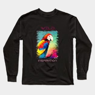 Parrot Bird Wild Nature Animal Colors Art Painting Long Sleeve T-Shirt